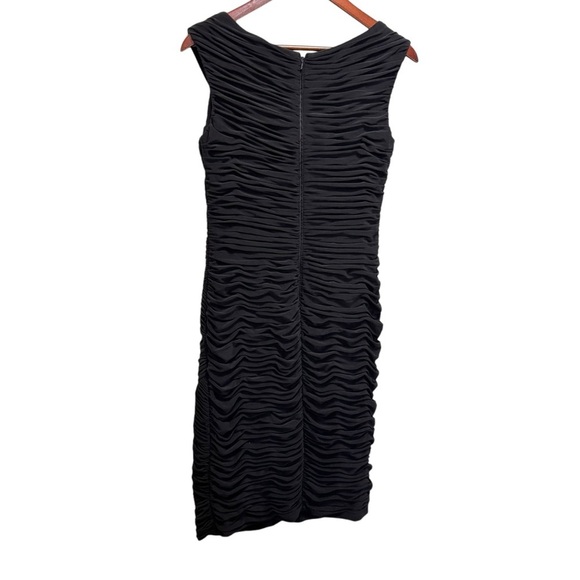 Adrianna Papell Ruched Black Bodycon Dress Size 12 - Picture 2 of 9